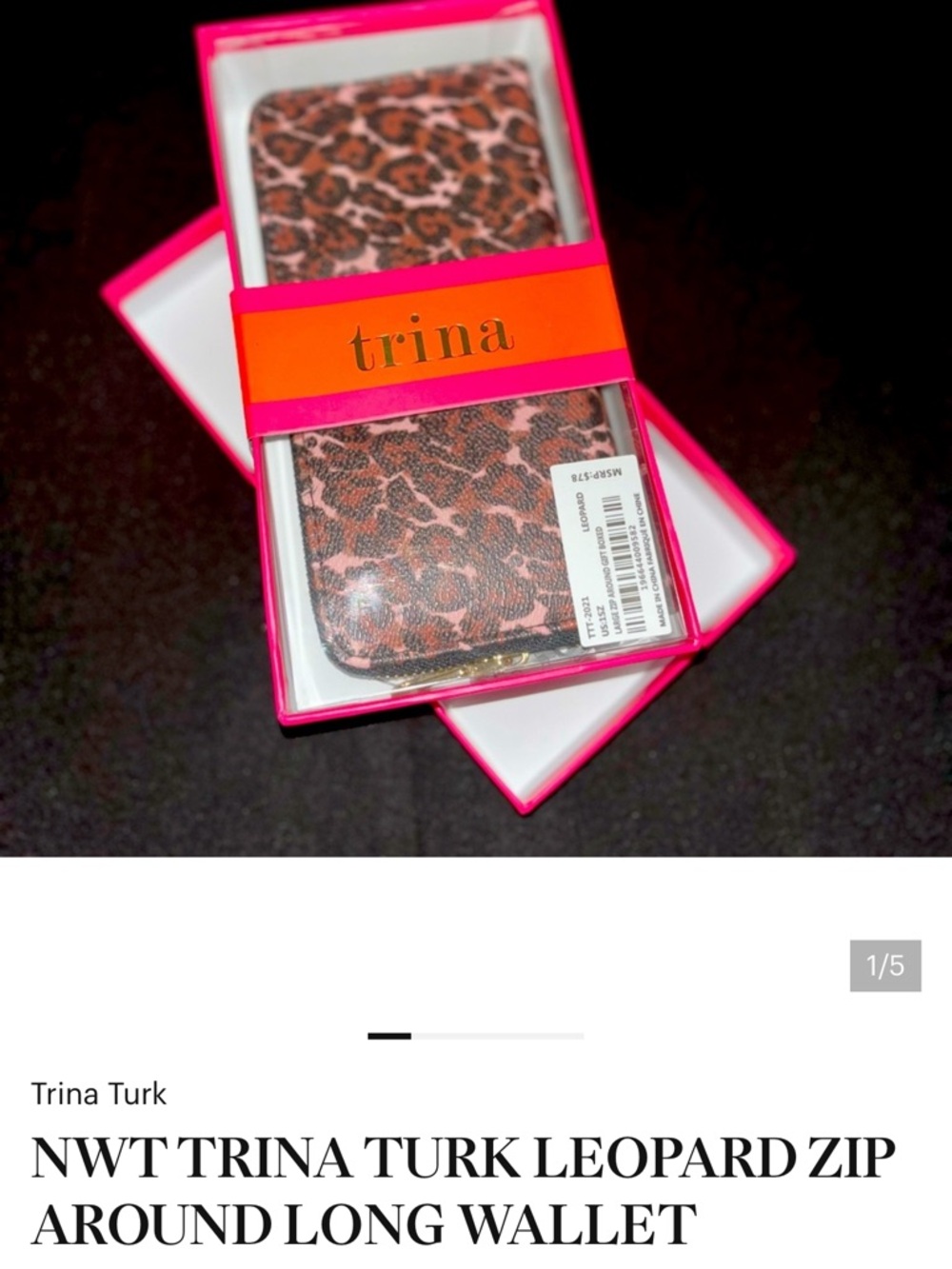 Trina Turk ~Leopard Print Long Zip Clutch Wallet NWT $78